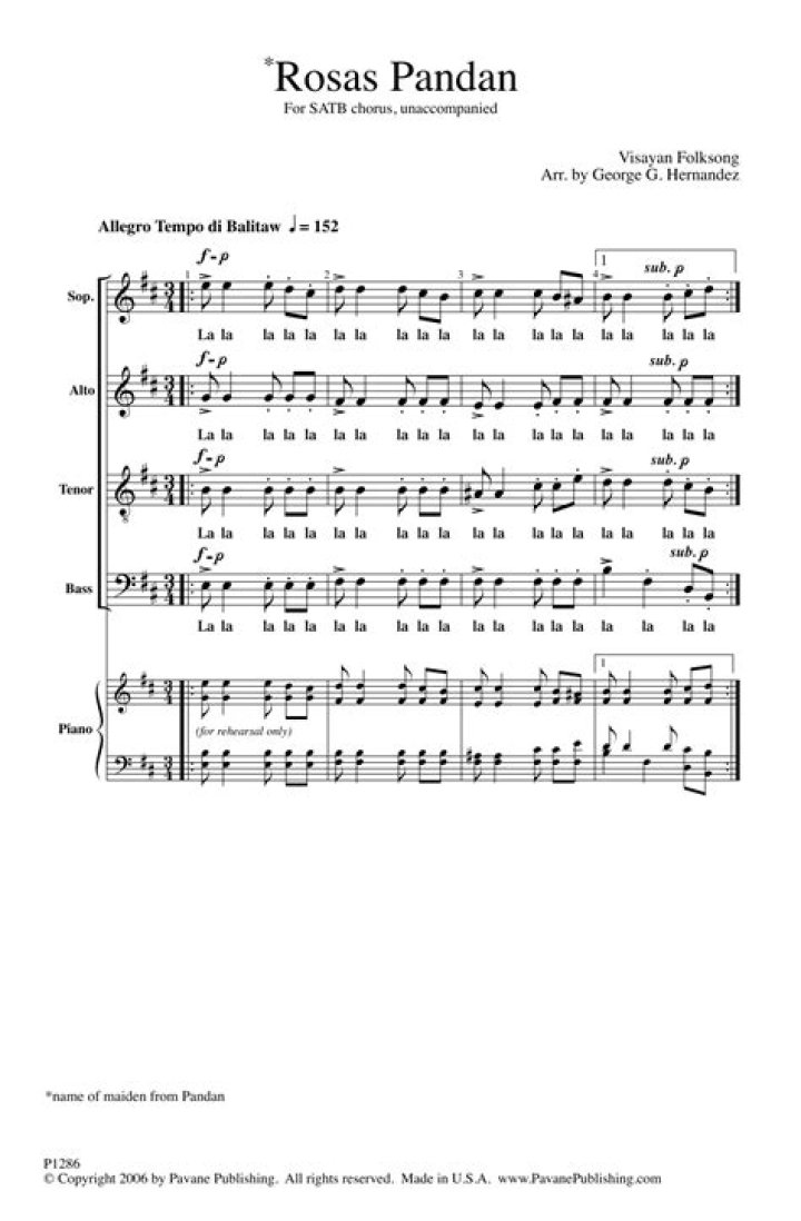 Who composed rosas pandan?